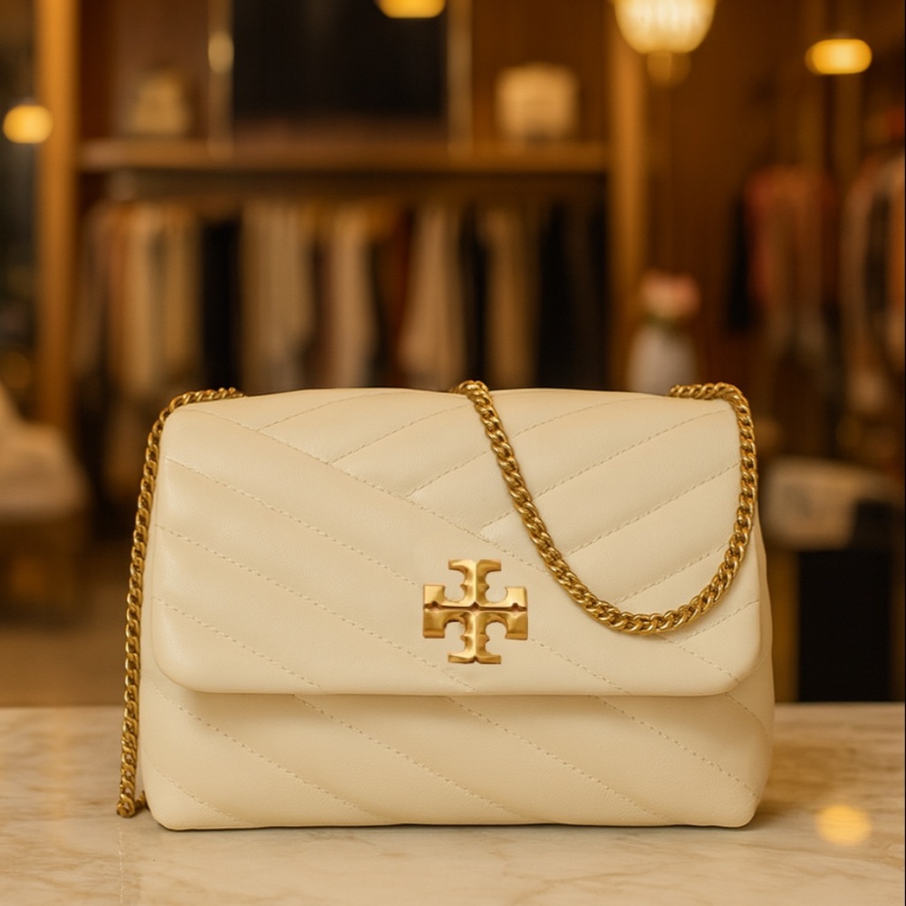 NEW Tory Burch Kira Chevron Cream MINI Convertible Shoulder Bag/Crossbody Bag